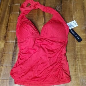 La Blanca Red Halter Swim Top Sz 4